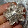 925 Sterling Silver Flower Brooch Length 1.8 Inch
