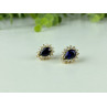 925 Sterling Silver Gold Plated Sapphires & CZ Earrings