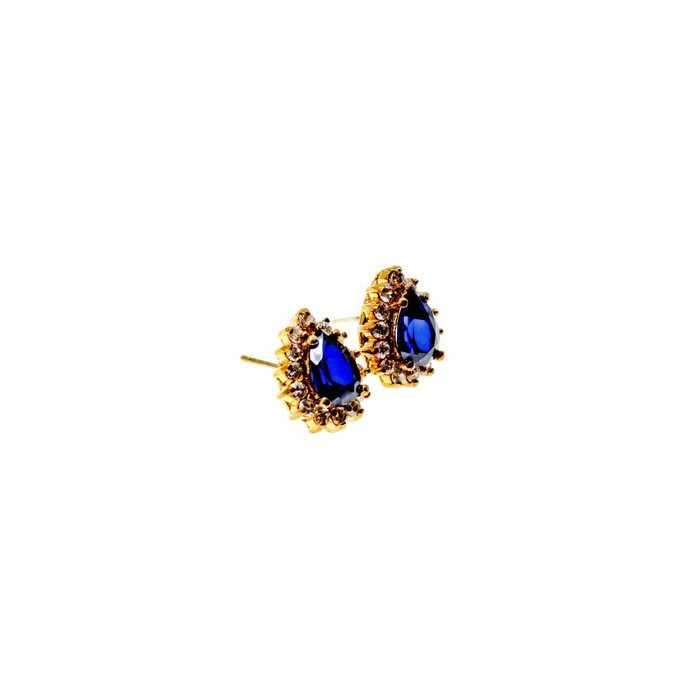 925 Sterling Silver Gold Plated Sapphires & CZ Earrings