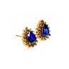 925 Sterling Silver Gold Plated Sapphires & CZ Earrings