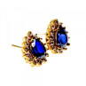925 Sterling Silver Gold Plated Sapphires & CZ Earrings