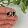 925 Sterling Silver Gold Plated Sapphires & CZ Earrings