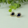 925 Sterling Silver Gold Plated Sapphires & CZ Earrings