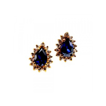 925 Sterling Silver Gold Plated Sapphires & CZ Earrings