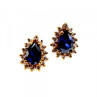 925 Sterling Silver Gold Plated Sapphires & CZ Earrings