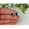 925 Sterling Silver Gold Plated Sapphires & CZ Earrings