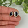 925 Sterling Silver Gold Plated Sapphires & CZ Earrings