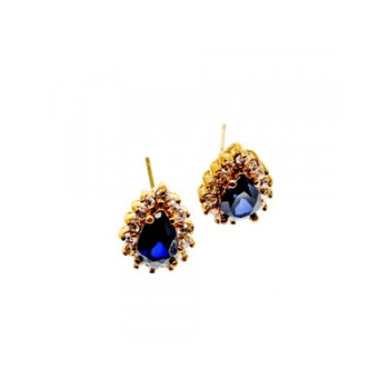 925 Sterling Silver Gold Plated Sapphires & CZ Earrings