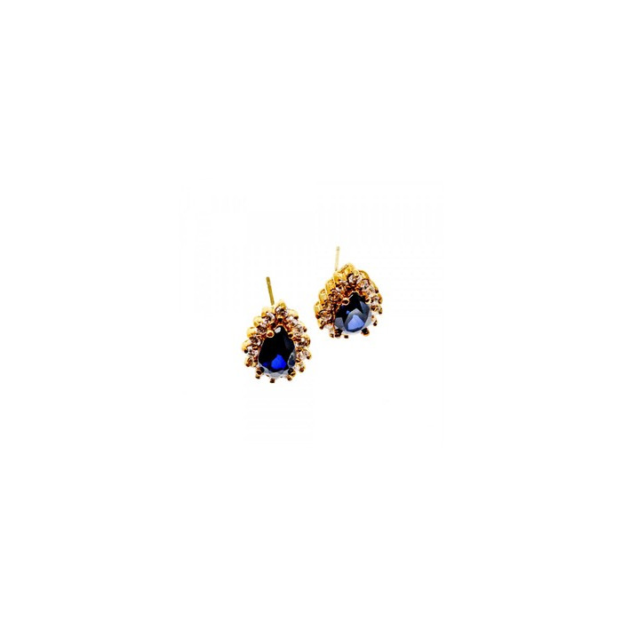 925 Sterling Silver Gold Plated Sapphires & CZ Earrings