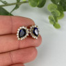 925 Sterling Silver Gold Plated Sapphires & CZ Earrings