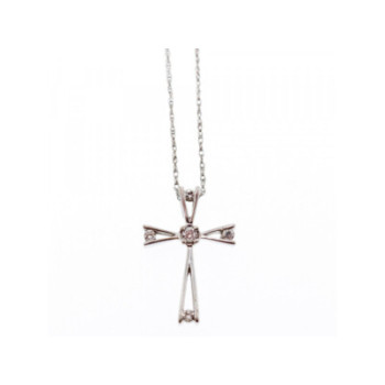 10K WHITE GOLD DIAMONDS CHAIN WITH CROSS