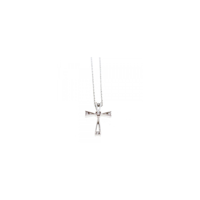 10K WHITE GOLD DIAMONDS CHAIN WITH CROSS