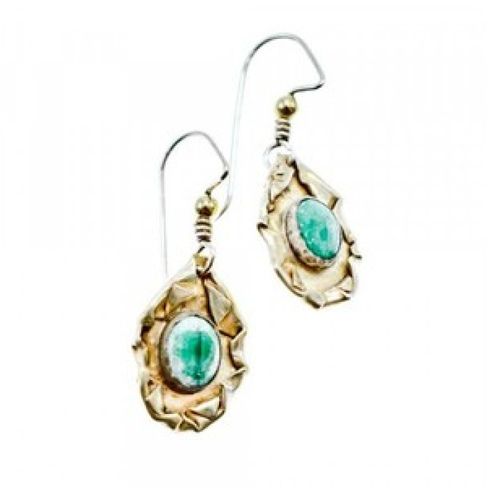Vintage 925 Sterling Silver Malachite Earrings