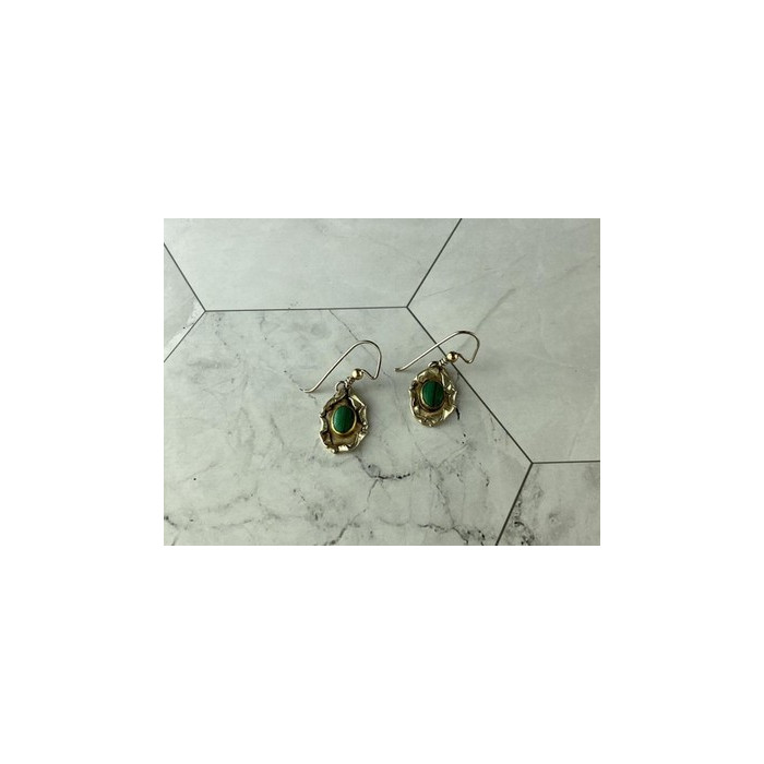 Vintage 925 Sterling Silver Malachite Earrings