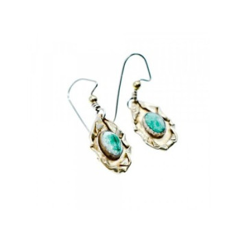 Vintage 925 Sterling Silver Malachite Earrings