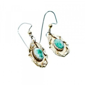Vintage 925 Sterling Silver Malachite Earrings