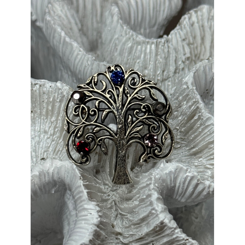 925 Sterling Silver Spinel Brooch Length 1.5 Inch