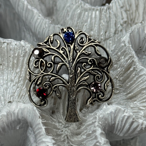 925 Sterling Silver Spinel Brooch Length 1.5 Inch