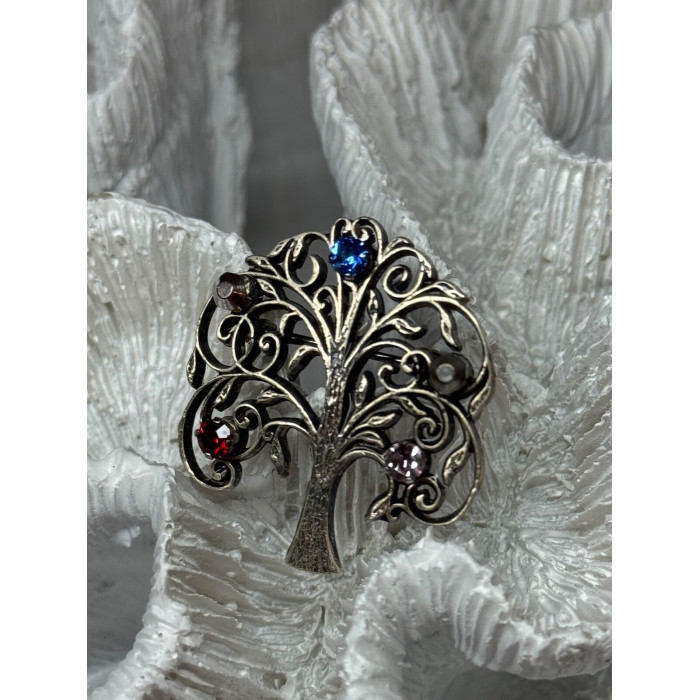 925 Sterling Silver Spinel Brooch Length 1.5 Inch