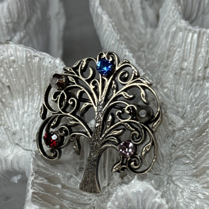 925 Sterling Silver Spinel Brooch Length 1.5 Inch
