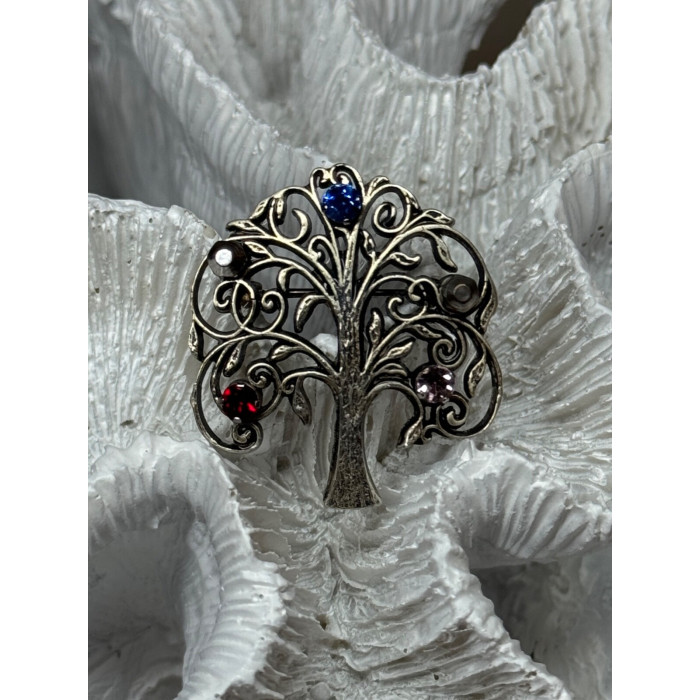 925 Sterling Silver Spinel Brooch Length 1.5 Inch