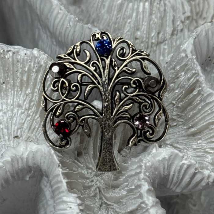 925 Sterling Silver Spinel Brooch Length 1.5 Inch