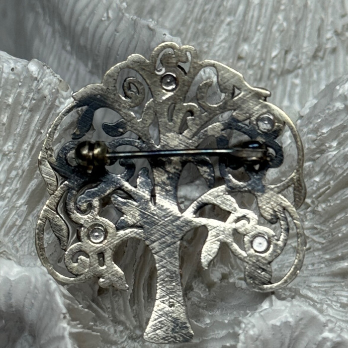 925 Sterling Silver Spinel Brooch Length 1.5 Inch