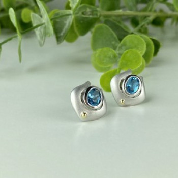 925 Sterling Silver Blue Topaz Stud Earrings