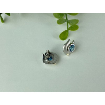 925 STERLING SILVER BLUE TOPAZ STUD EARRINGS