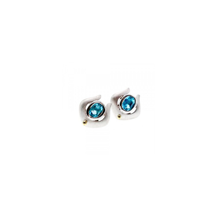 925 STERLING SILVER BLUE TOPAZ STUD EARRINGS
