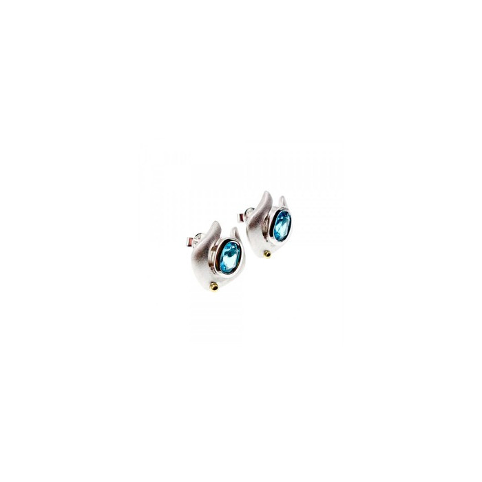 925 STERLING SILVER BLUE TOPAZ STUD EARRINGS