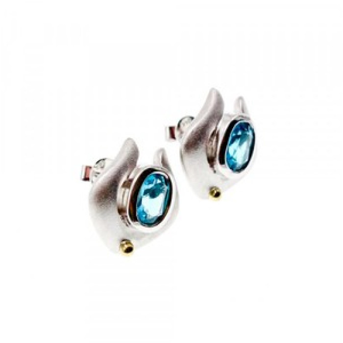 925 Sterling Silver Blue Topaz Stud Earrings