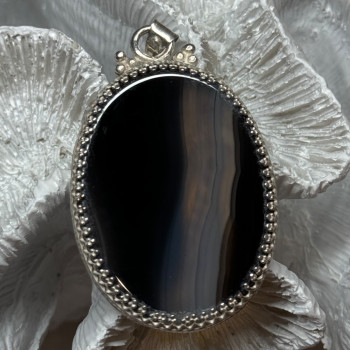 Vintage 925 Sterling Silver Agate Pendant Length 2.3 Inch