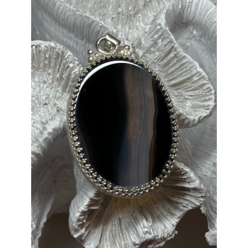 Vintage 925 Sterling Silver Agate Pendant Length 2.3 Inch