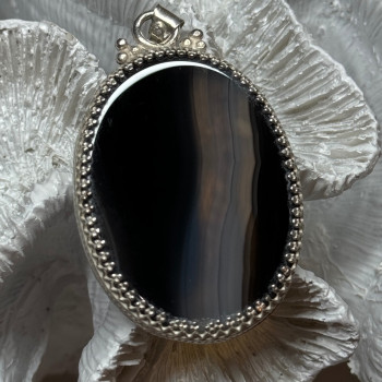Vintage 925 Sterling Silver Agate Pendant Length 2.3 Inch