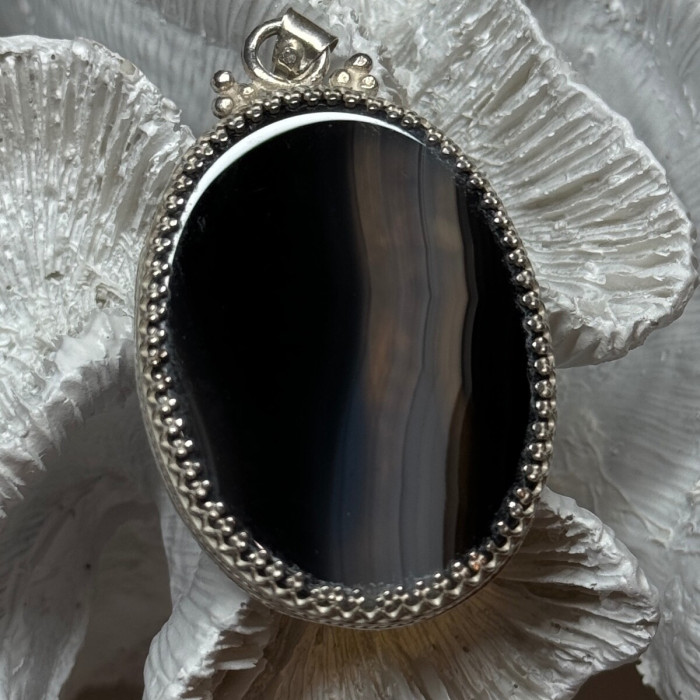Vintage 925 Sterling Silver Agate Pendant Length 2.3 Inch