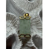 925 Sterling Silver Gold Plated Jadeite Pendant Length 1.5 Inch
