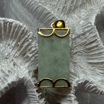 925 Sterling Silver Gold Plated Jadeite Pendant Length 1.5 Inch