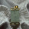 925 Sterling Silver Gold Plated Jadeite Pendant Length 1.5 Inch