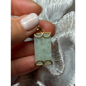 925 Sterling Silver Gold Plated Jadeite Pendant Length 1.5 Inch