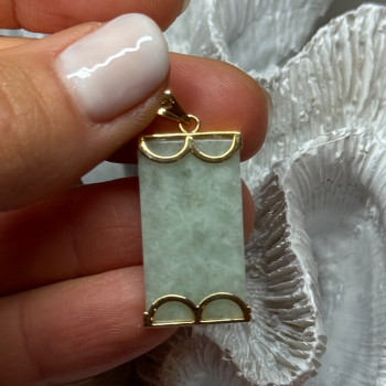 925 Sterling Silver Gold Plated Jadeite Pendant Length 1.5 Inch