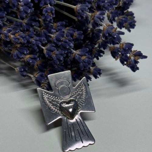 925 Sterling Silver Angel Heart Brooch