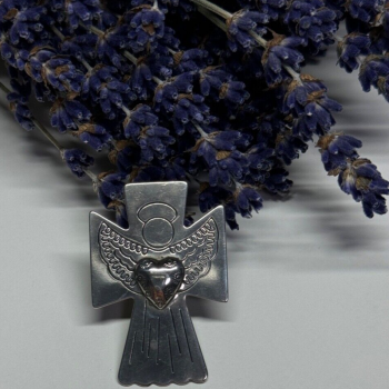 925 Sterling Silver Angel Heart Brooch