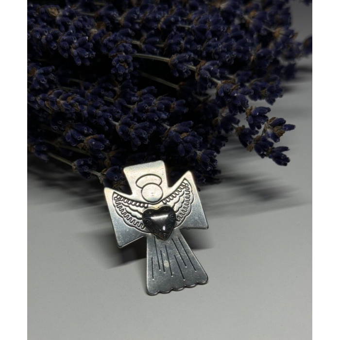 925 Sterling Silver Angel Heart Brooch