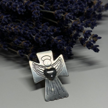 925 Sterling Silver Angel Heart Brooch