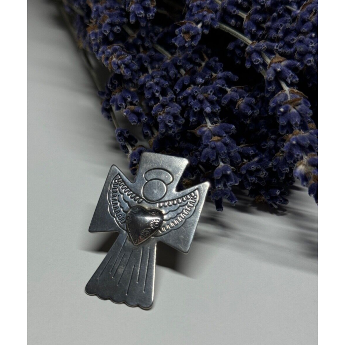925 Sterling Silver Angel Heart Brooch