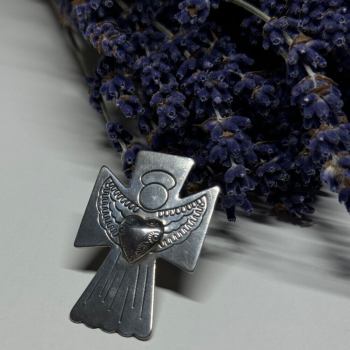 925 Sterling Silver Angel Heart Brooch