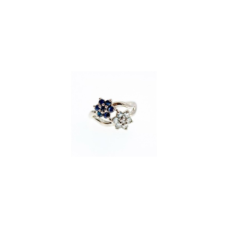 925 Sterling Silver Blue Sapphire & White Topaz 