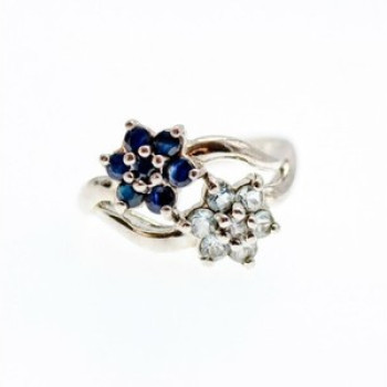 925 Sterling Silver Blue Sapphire & White Topaz 