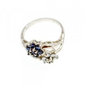 925 Sterling Silver Blue Sapphire & White Topaz 